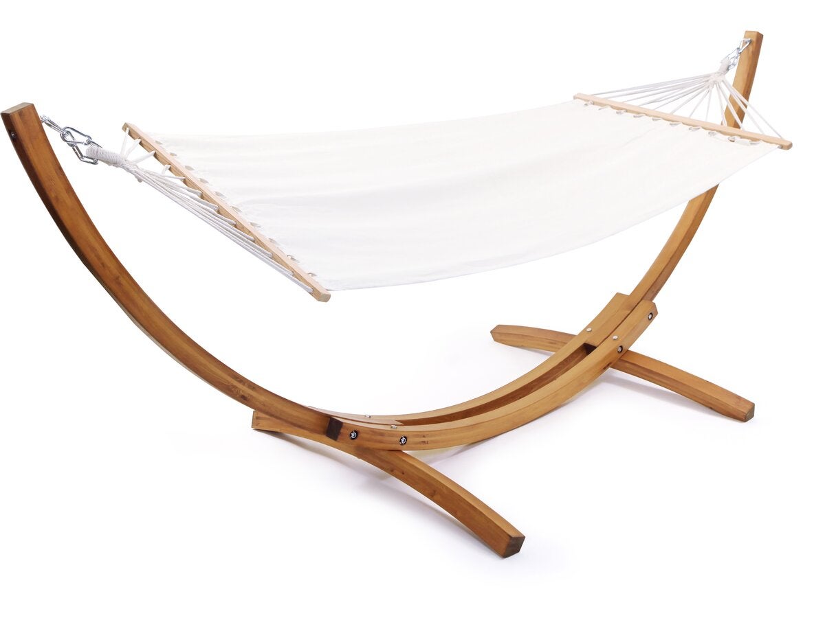 AMACA DA GIARDINO con supporto in legno portata 150 Kg telo in cotone