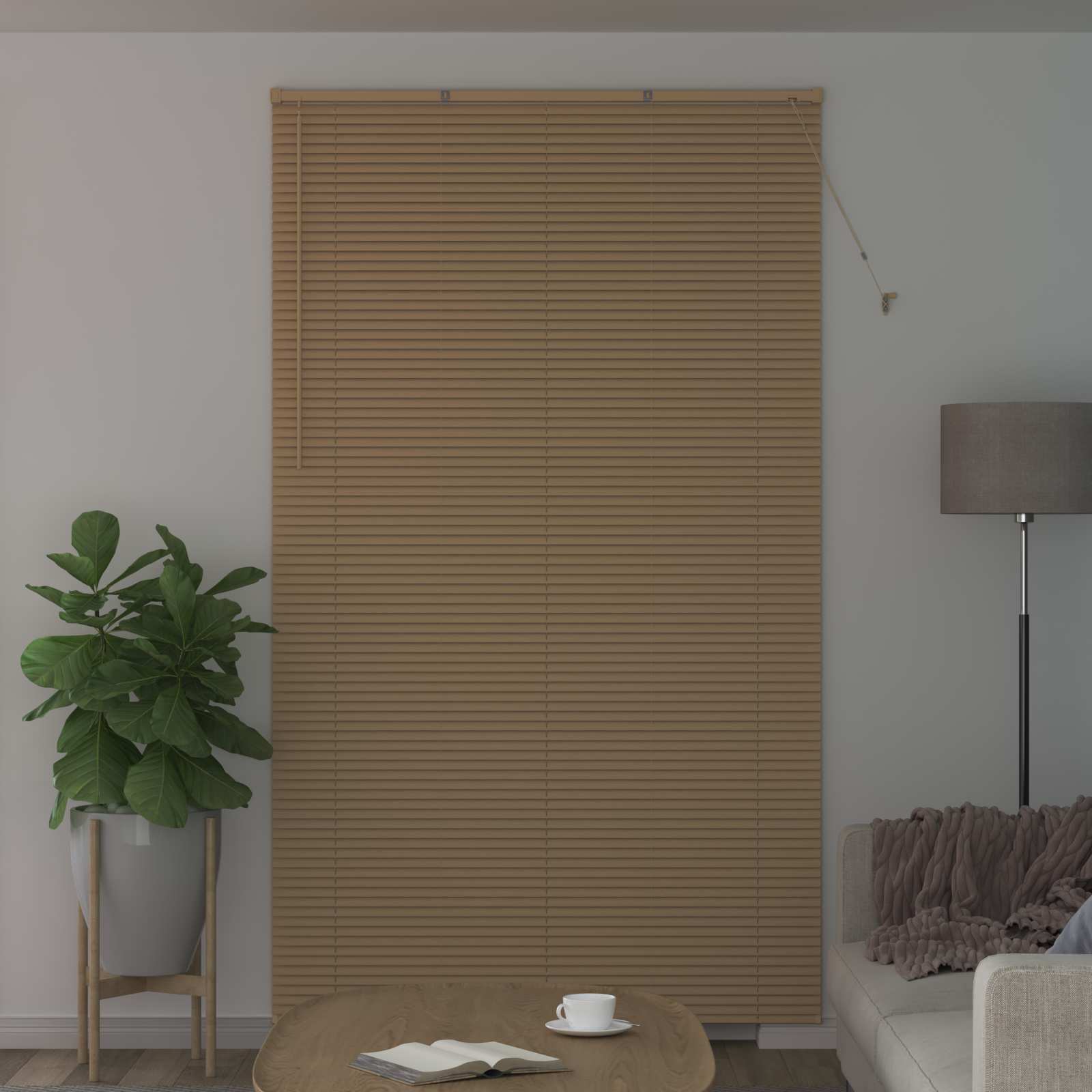 Persiana veneziana marrom-clara com estampa, 213 x 150 cm, PVC - 3