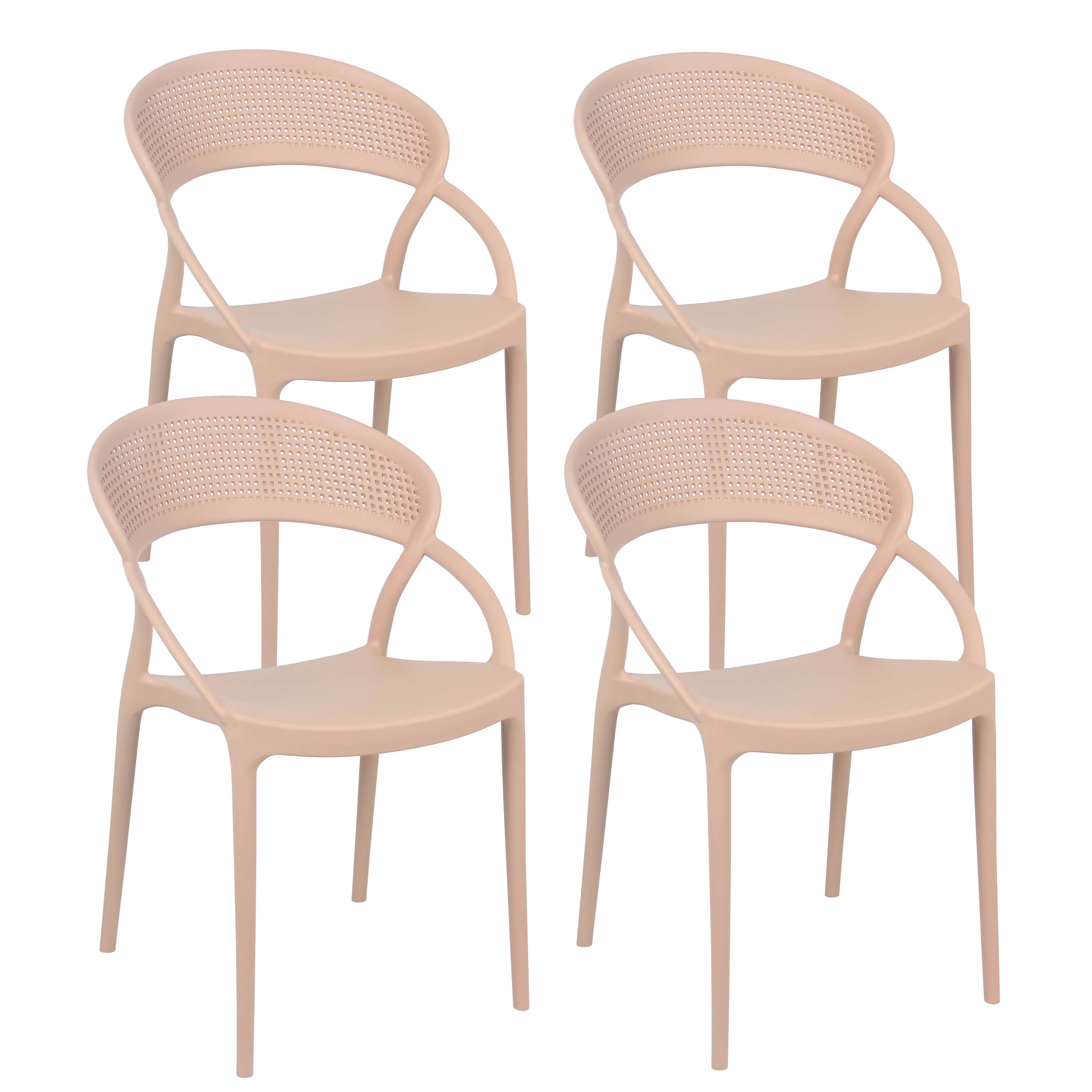 Happy Garden Set Di 4 Sedie Da Giardino Java In Teak Massello - Impilabili Con Braccioli, Altezza Seduta 45cm, Confezione Assemblata