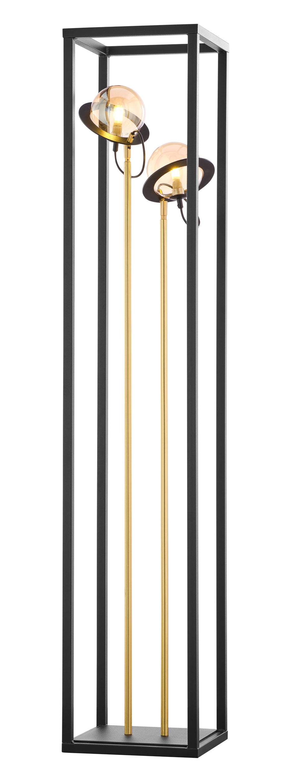 Lampa stojąca nowoczesna PLANET czarno-złoto-bursztynowa 2xG9x15W metal wym:150x29x29cm IP20 Jupiter