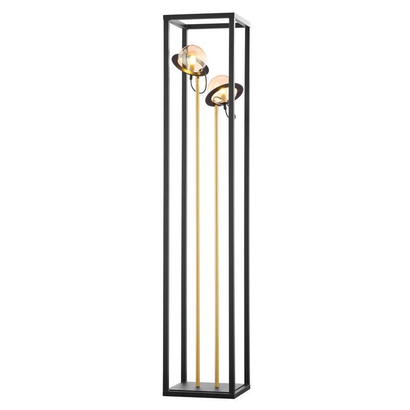 Lampa stojąca nowoczesna PLANET czarno-złoto-bursztynowa 2xG9x15W metal wym:150x29x29cm IP20 Jupiter