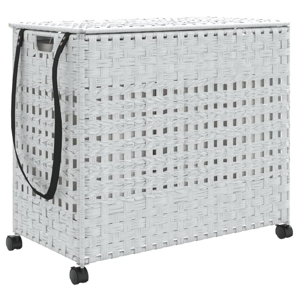 SAMMART 66 Litri Cesto portabiancheria pieghevole con ruote, pieghevole, con ruote, per risparmiare spazio, con ruote, colore: grigio