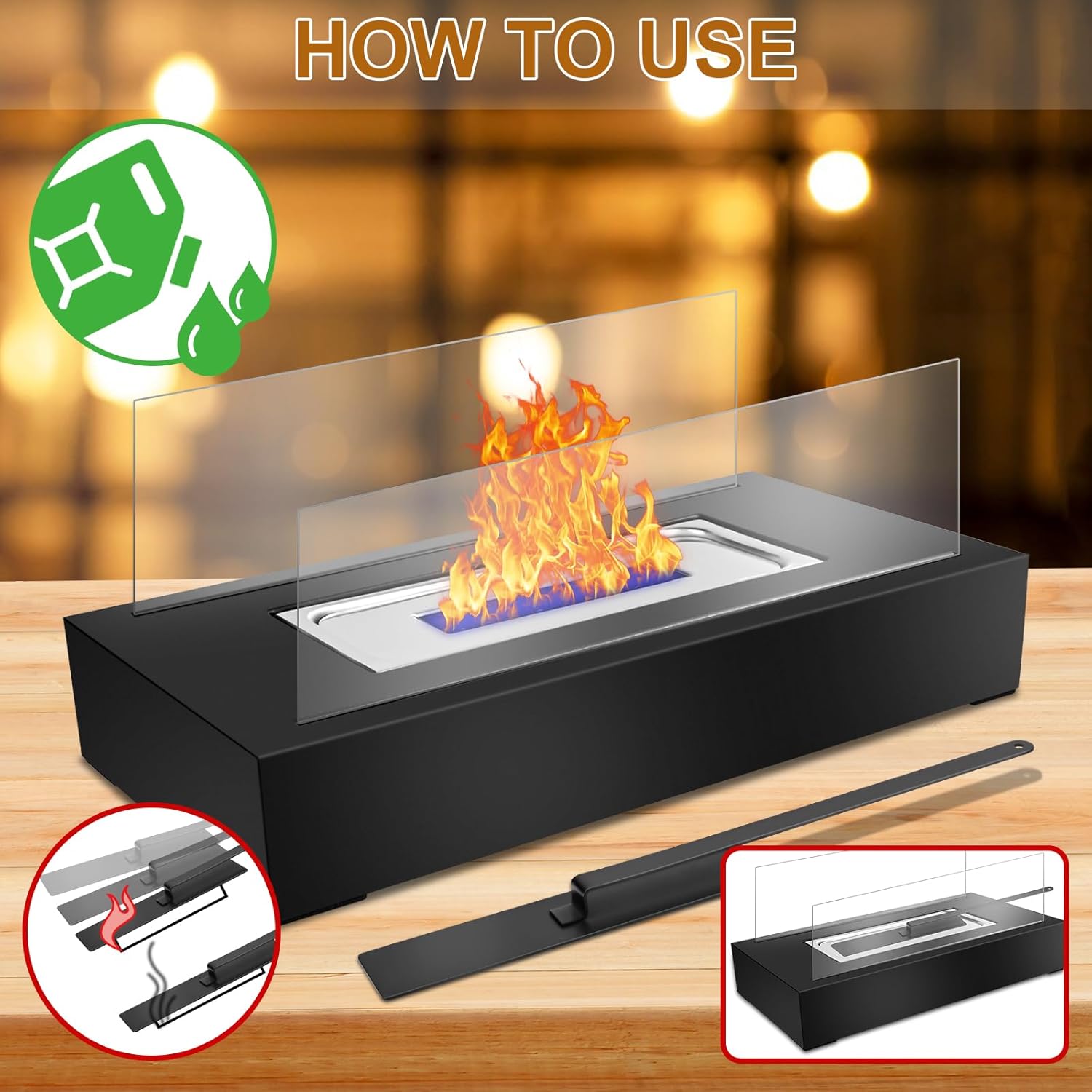 Chimenea de bioetanol, chimenea de mesa interior, fuego de mesa para uso interior y exterior, chimenea de bioetanol portátil - 4