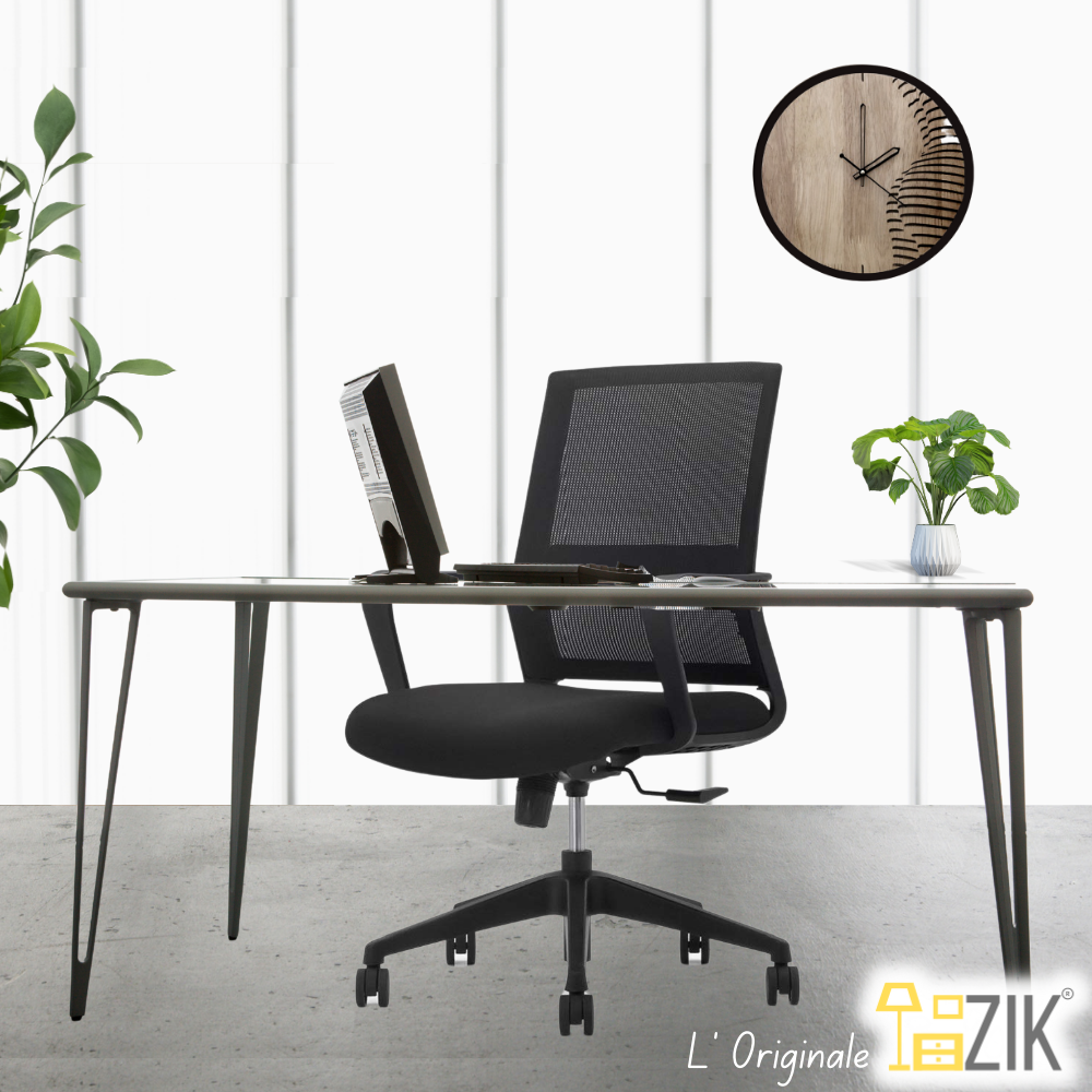 Chaise de Bureau Ergonomique Support Lombaire, Ajustable et Respirant, Noir - ZIK - 8
