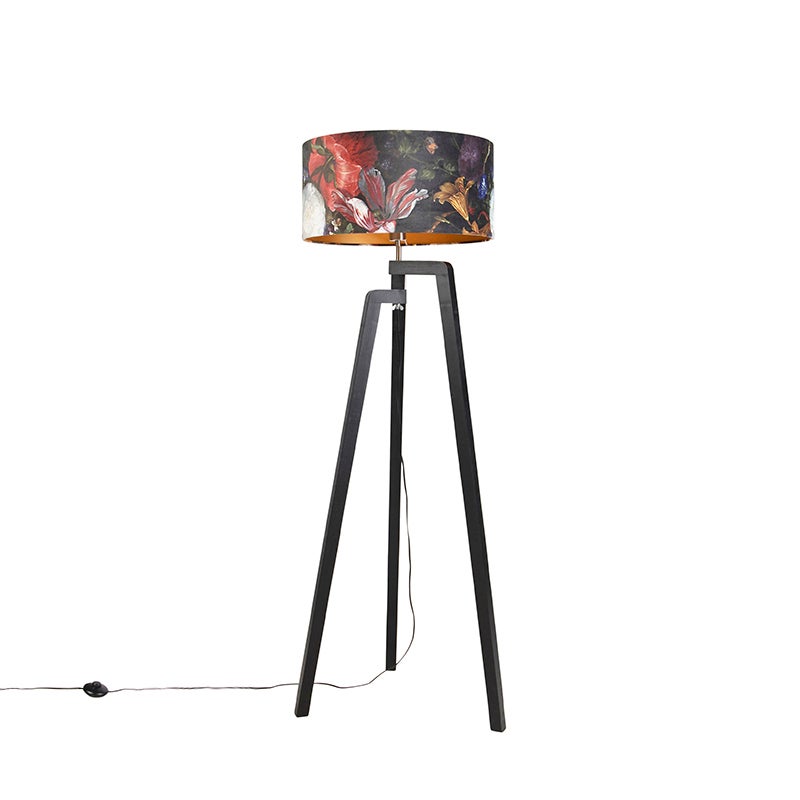 Lightbox Lampada da terra retrò 140 cm di altezza, 35 cm | lampada da terra con paralume in vetro opalino scanalato e interruttore a pedale | E27 | in metallo/vetro opalino