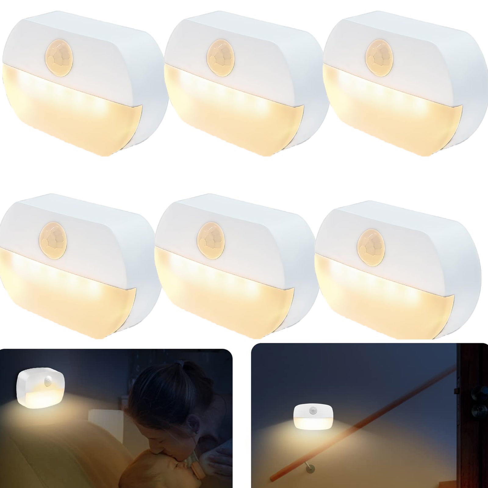 Lampka nocna LED szt z czujnikiem ruchu samoprzylepne oświetlenie szafki automatyczne włączanie wyłączanie ciepłe światło K baterie nie są dołączone