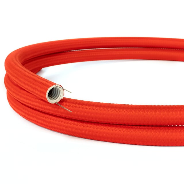 creative cables - Creative-Tube, tube flexible avec revêtement tissu Effet Soie Rouge RM09, diamètre 20 mm
