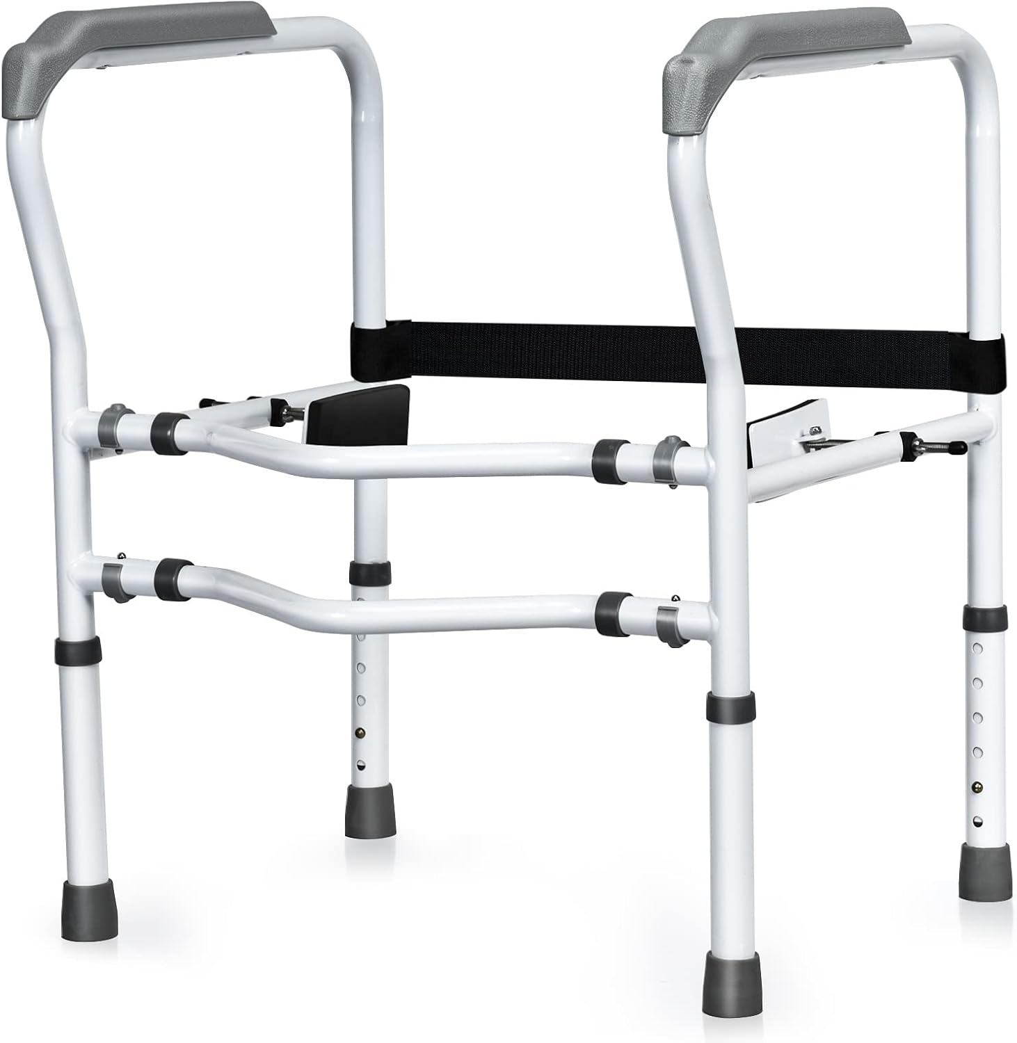 Poręcz do Toalety, Ulepszona, Samonośna Poręcz Bezpieczeństwa do Toalety, Uchwyty Łazienkowe z Zaciskiem Mocującym, Szare