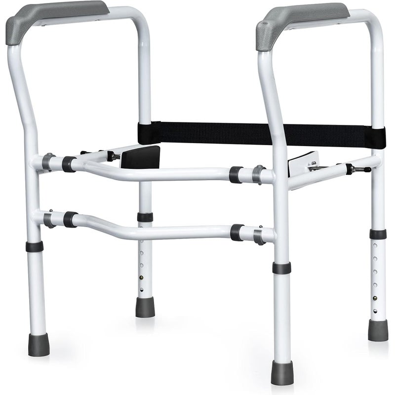 Poręcz do Toalety, Ulepszona, Samonośna Poręcz Bezpieczeństwa do Toalety, Uchwyty Łazienkowe z Zaciskiem Mocującym, Szare