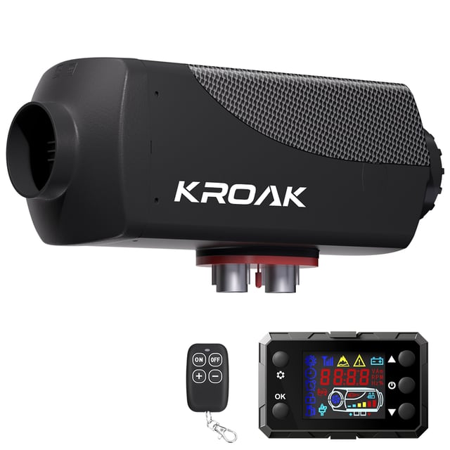 Riscaldatore Diesel 12/24 V 5-8 kW Consumo 0,15-0,44 L/h, Riscaldatore ad Aria Diesel Controllo LCD Telecomando Serbatoio 10 L - Nero