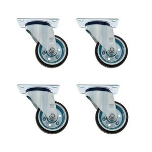 Set 4 Ruote Girevoli Con Freno Amig - 125 Mm, Foro, Portata 170 Kg, Per Mobili Pesanti, Poliuretano Rosso