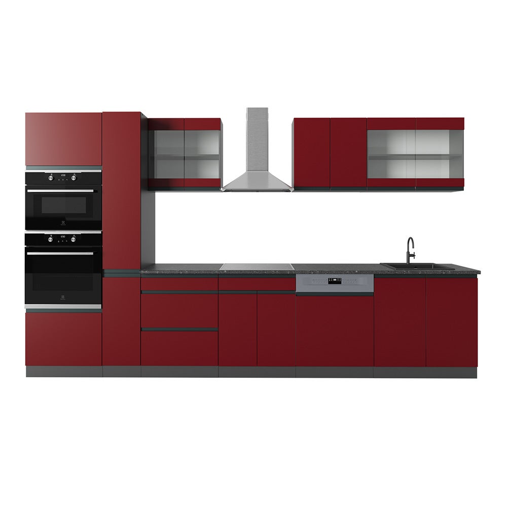 Vicco Panel przedni R-Line, Czerwony/antracyt, 350 cm J-Shape, z wysoką szafką, bez blatu roboczego
