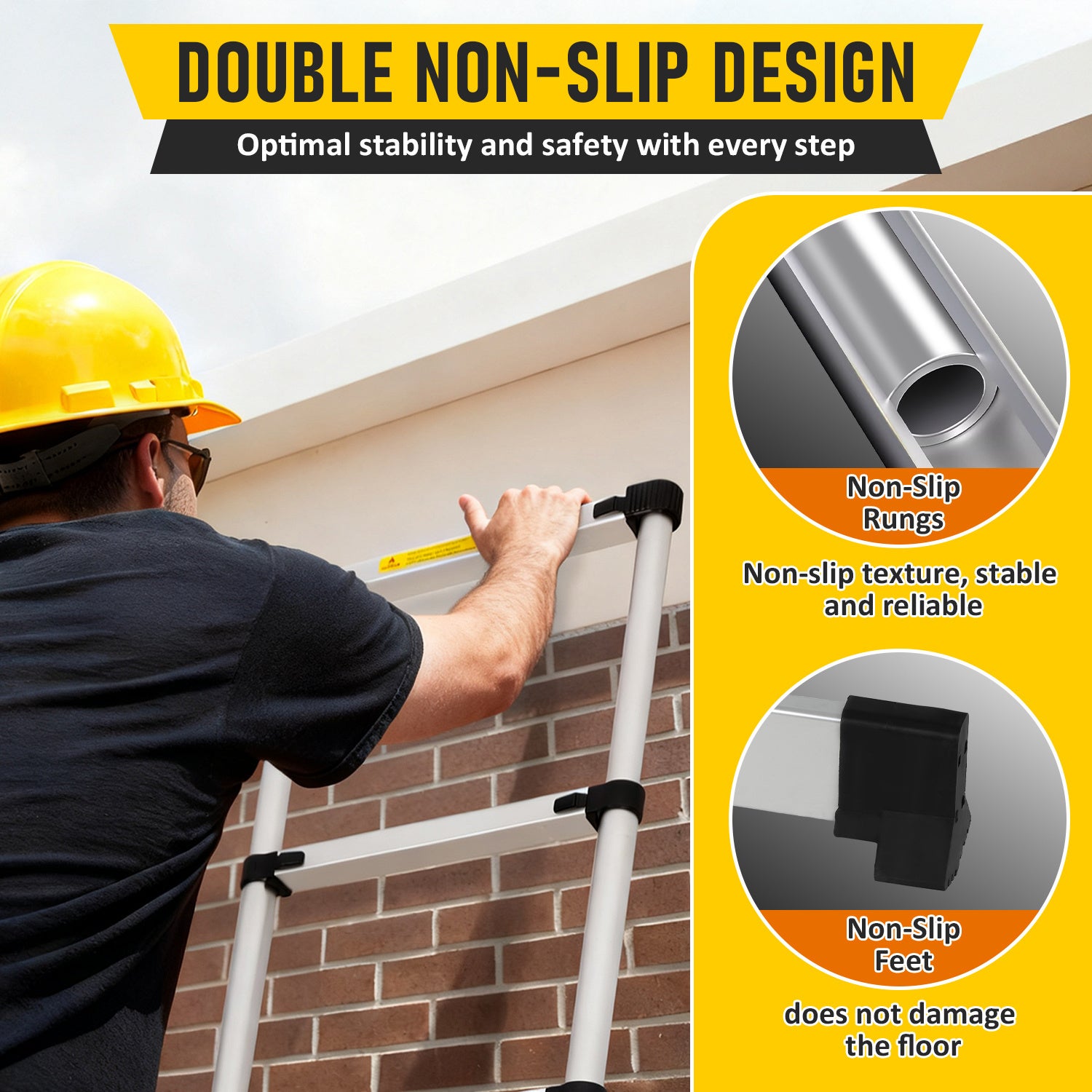 Escabeau echelle telescopique Pro 2,6m avec stabilisateur, 150kg, antidérapante - 4