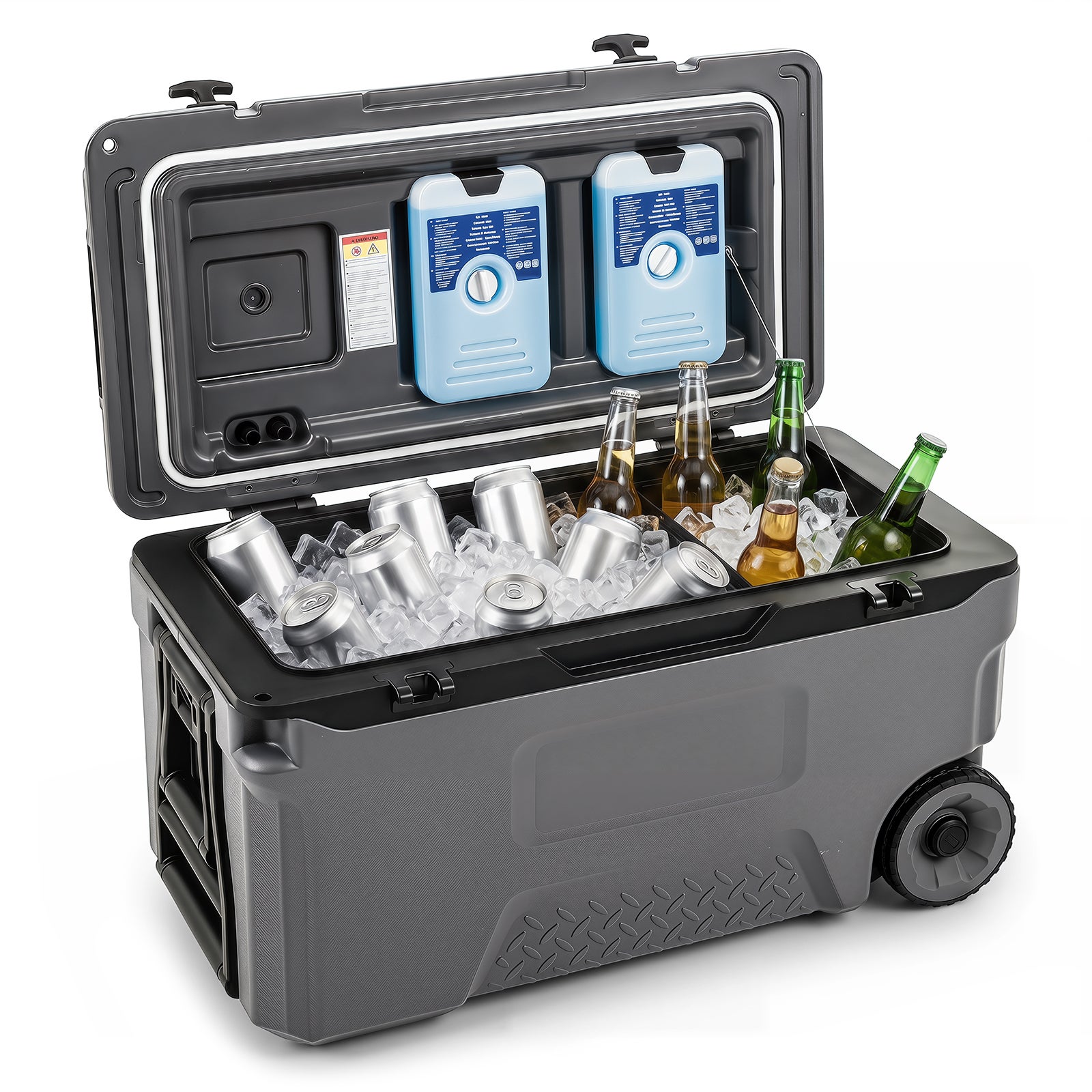 Glacière Portable 50L, Réfrigérateur Portable à roulettes avec Orifice de Sortie Emplacement du Gobelet, Rétention de Glace de 6 Jours - 2