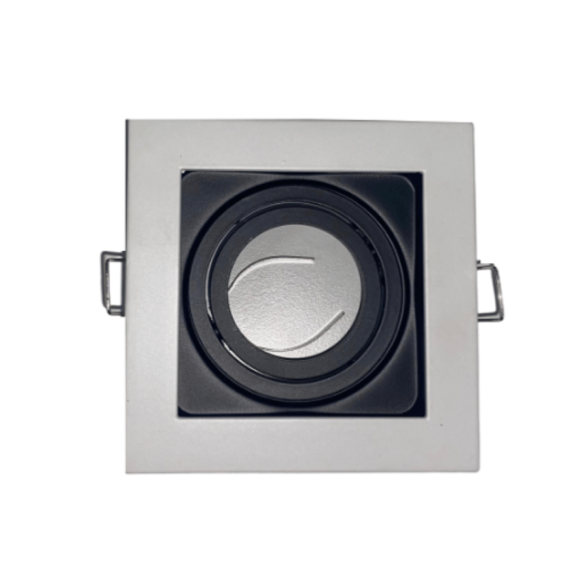Support Spot Encastrable GU10 Orientable Carré Blanc/Noir - SILAMP - 2