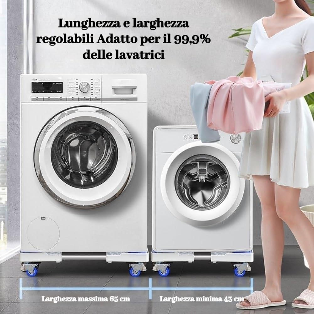 Support Machine a Laver Seche Linge & Réfrigérateur,Rehausseur Lave Linge et Machine a Laver Réglable,Socle Antivibration jusqu'à 120kg - 6