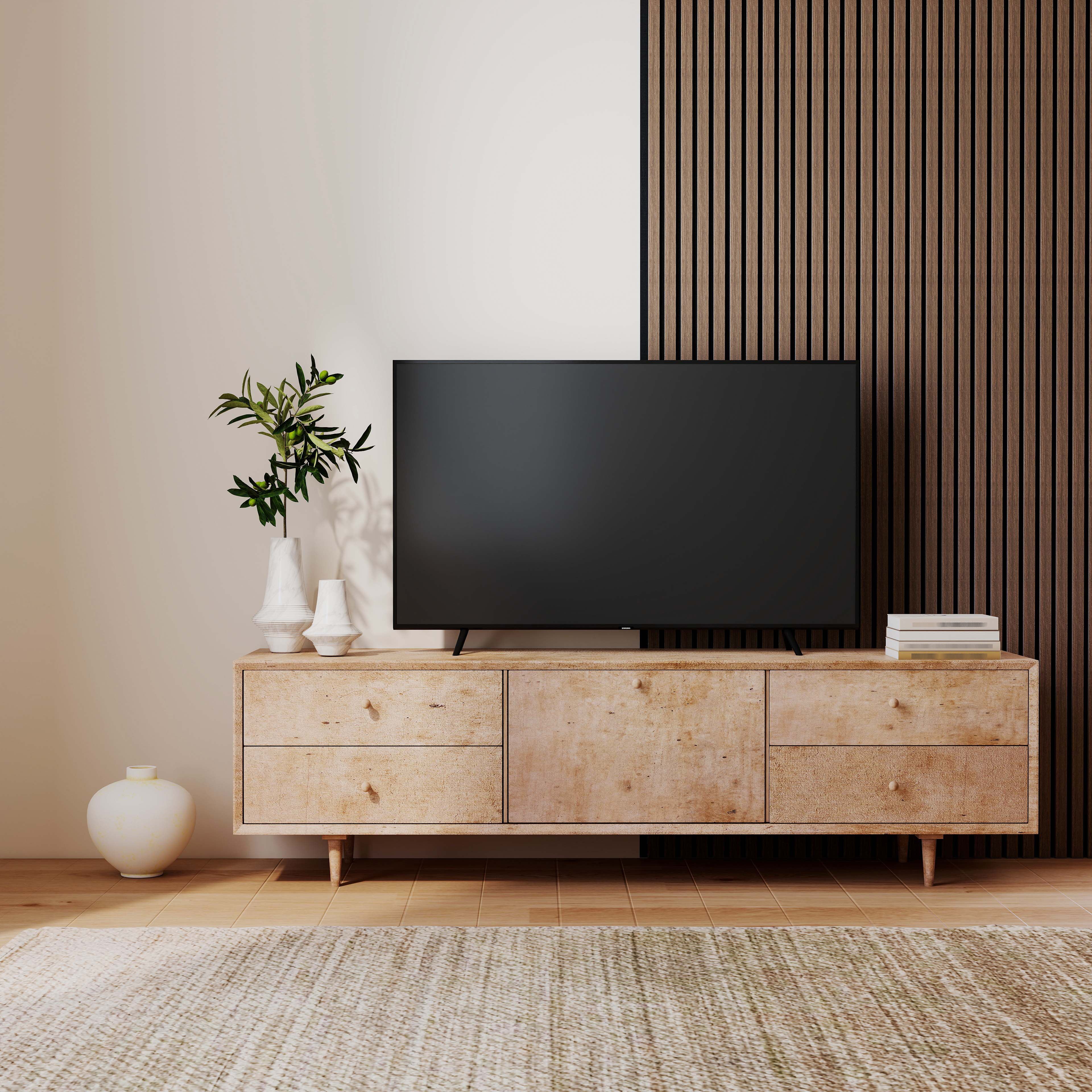Revestimiento de pared palillería，mdf- juego de 2 piezas - 260 x 30 cm - color roble nogal