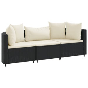 Canapé Jardin 3 Pièces Modulable Gris – Résine Tressée Avec Coussins Anthracite – Idéal Terrasse, Balcon Ou Jardin