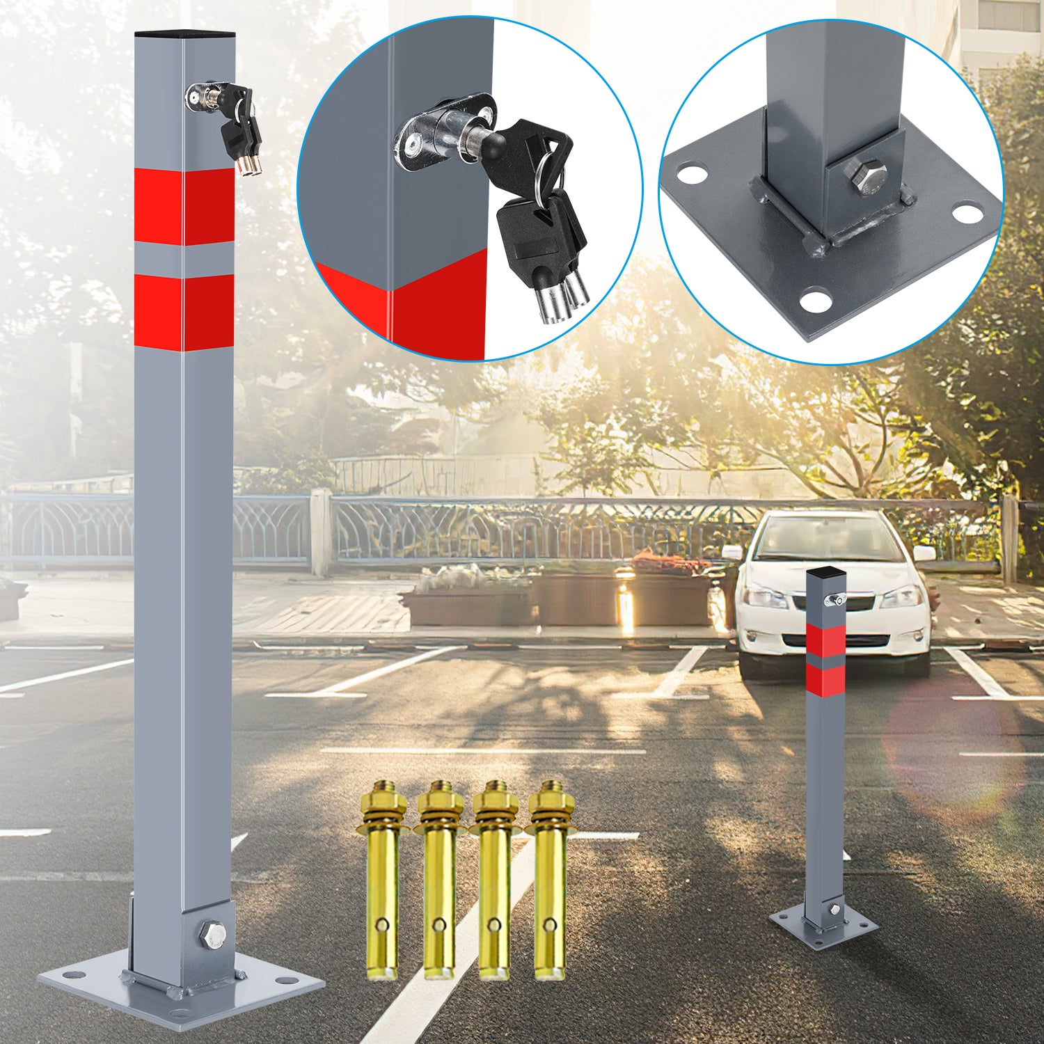 Paletti Di Delimitazione Relaxdays - Set 4 Pezzi Con Catena, Giallo/Nero, Per Parcheggi O Eventi, 85cm Altezza - Foto 11