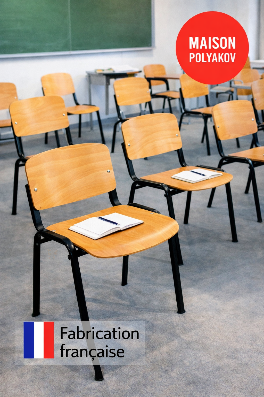 Chaise visiteur en bois clair et métal noir – Fabrication française – Pour Salle d’attente et réunion – Villeneuve - 3
