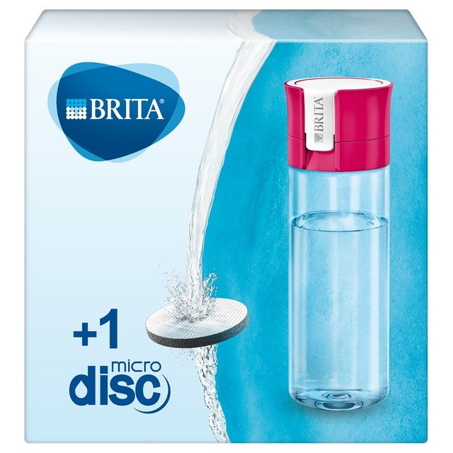 Frasco filtrante de agua BRITA, Rosa (0,6l) - incl. 1 filtro MicroDisc para reducir cloro, PFAS, pesticidas e impurezas