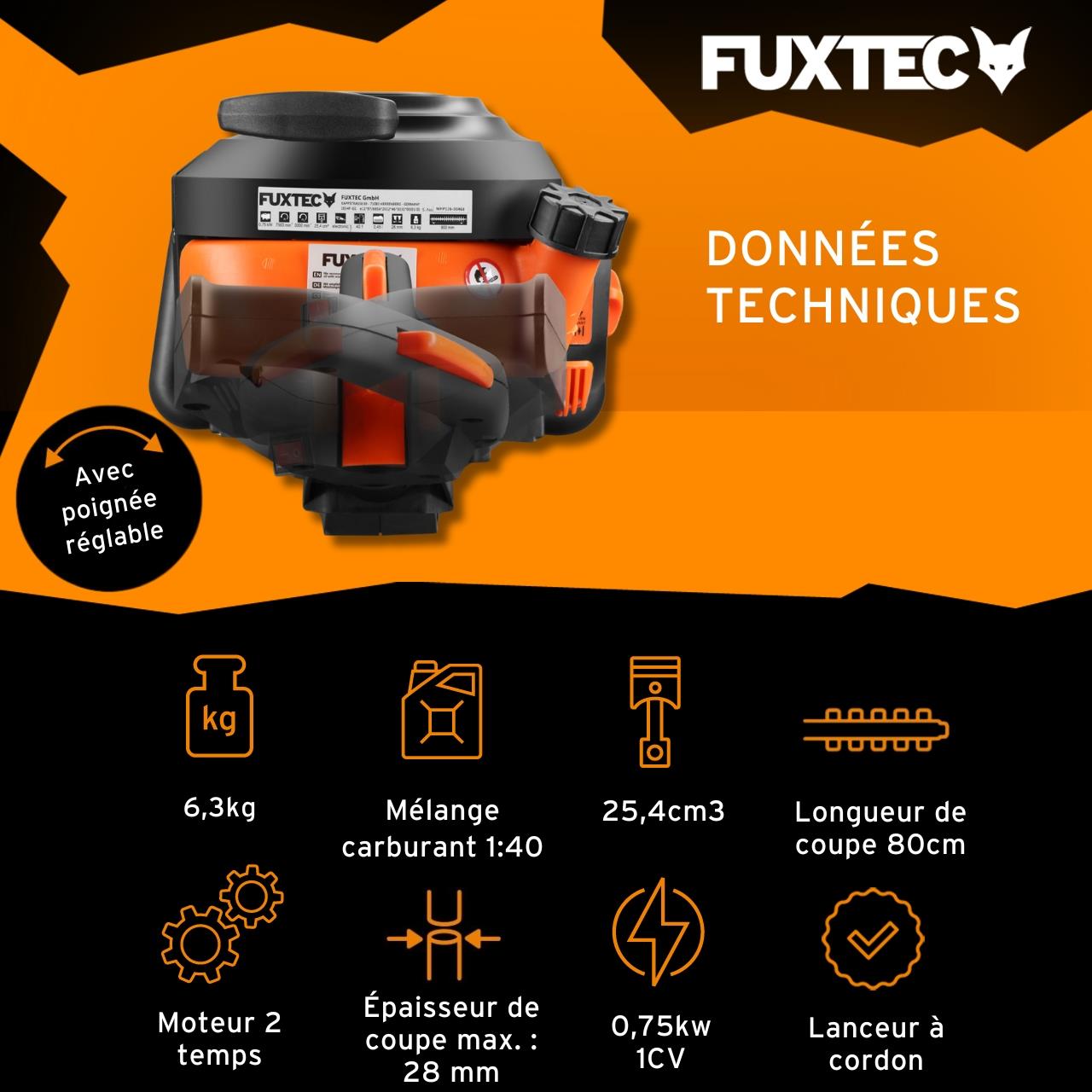 Taille-haies thermique professionnel - FUXTEC FX-MHP126 - 25,4cm3 lame 80cm - 3