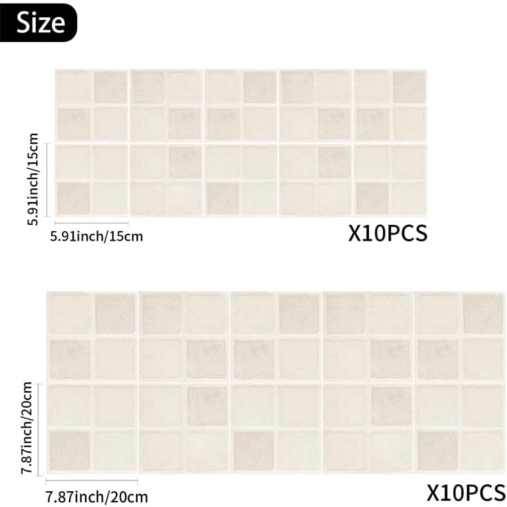 Credence Adhesive Pour Cuisine 20X20Cm Géométrie Beige Stickers De Escalier,Carrelage Mural,Pvc Autocollant En Tuile,Imperméable Effet Carreaux Pour - 2