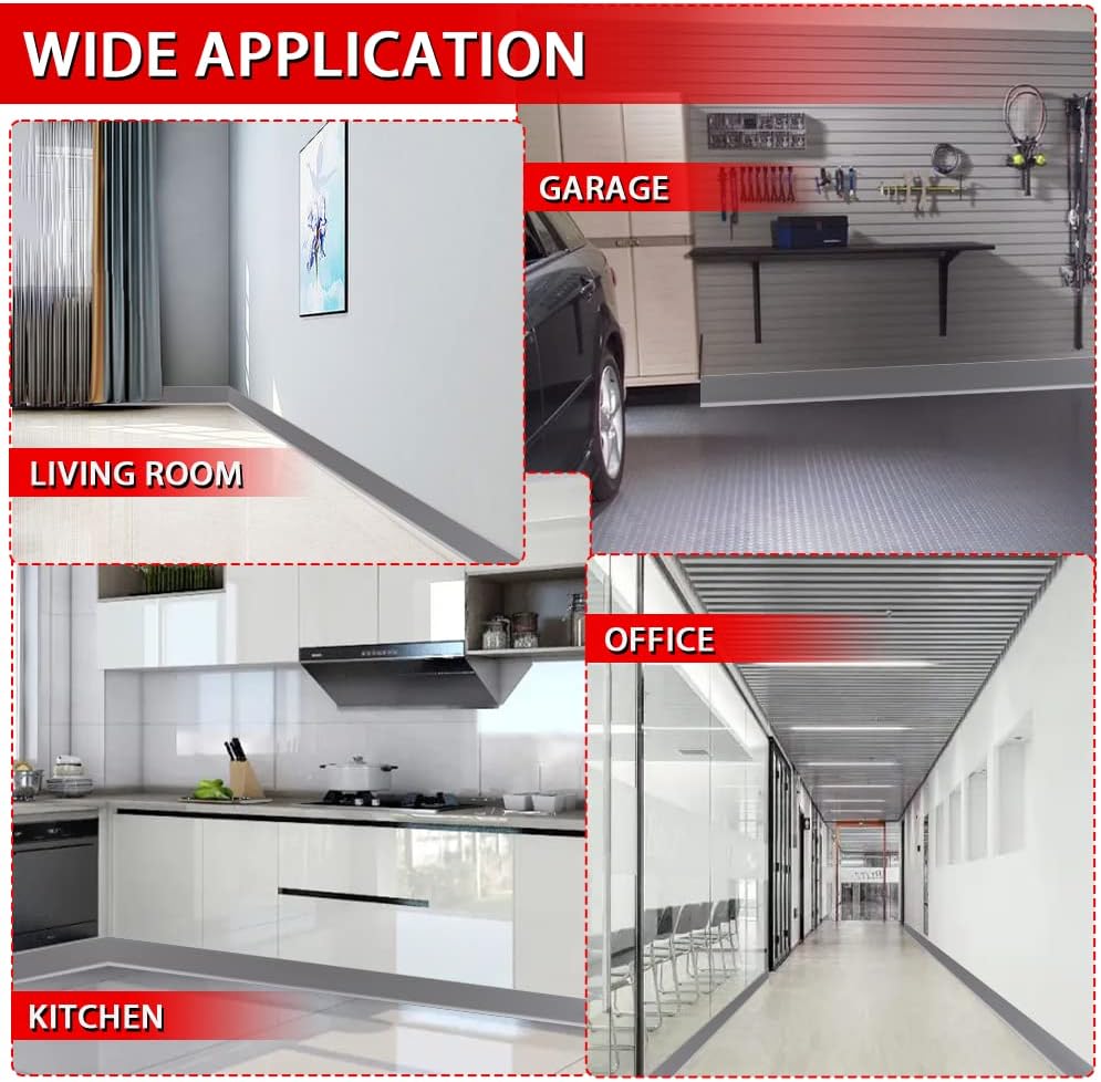 Modanatura per base da parete in vinile, modanatura per base da parete in gomma autoadesiva flessibile, design stacca e incolla, 6 m, grigio - 5