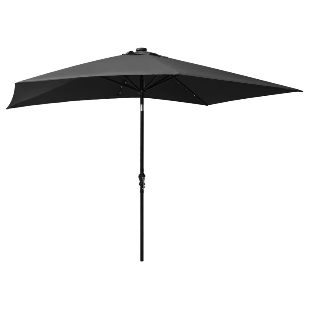 Parasol avec LED et mât en acier Anthracite 2x3 m - 6