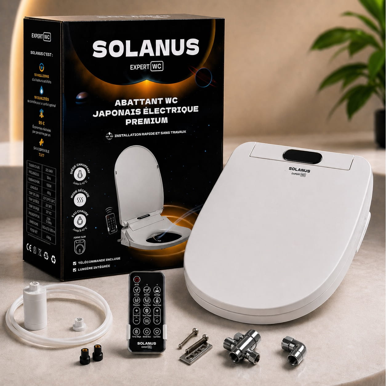 Abattant WC Japonais électrique Premium avec séchage et eau chaude (Forme O) – Siège et Cuvette Chauffants, Douchette Hygiénique – Marque Française - 6