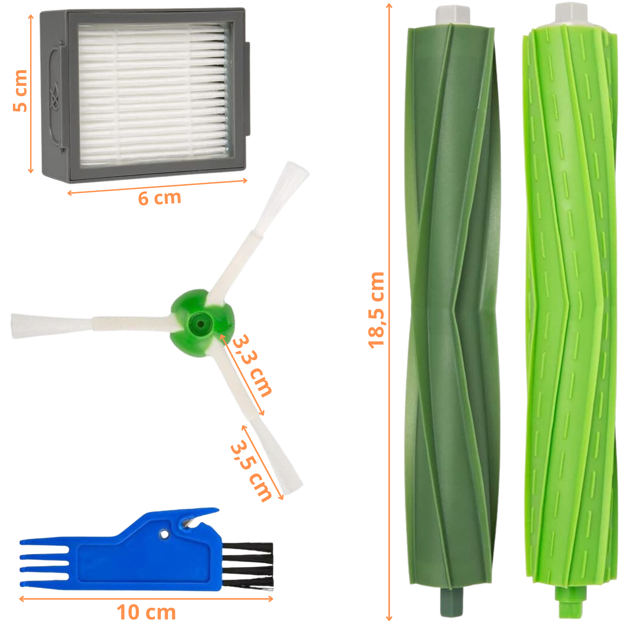 Pack accessoires pour iRobot Roomba j7+/j7/i8+/i8/i7+/i7/i6+/i6/i5+/i5/i4+/i4/i3+/i3/E5/E6/E7 Filtres/brosses latérales/rouleaux extracteurs - 3