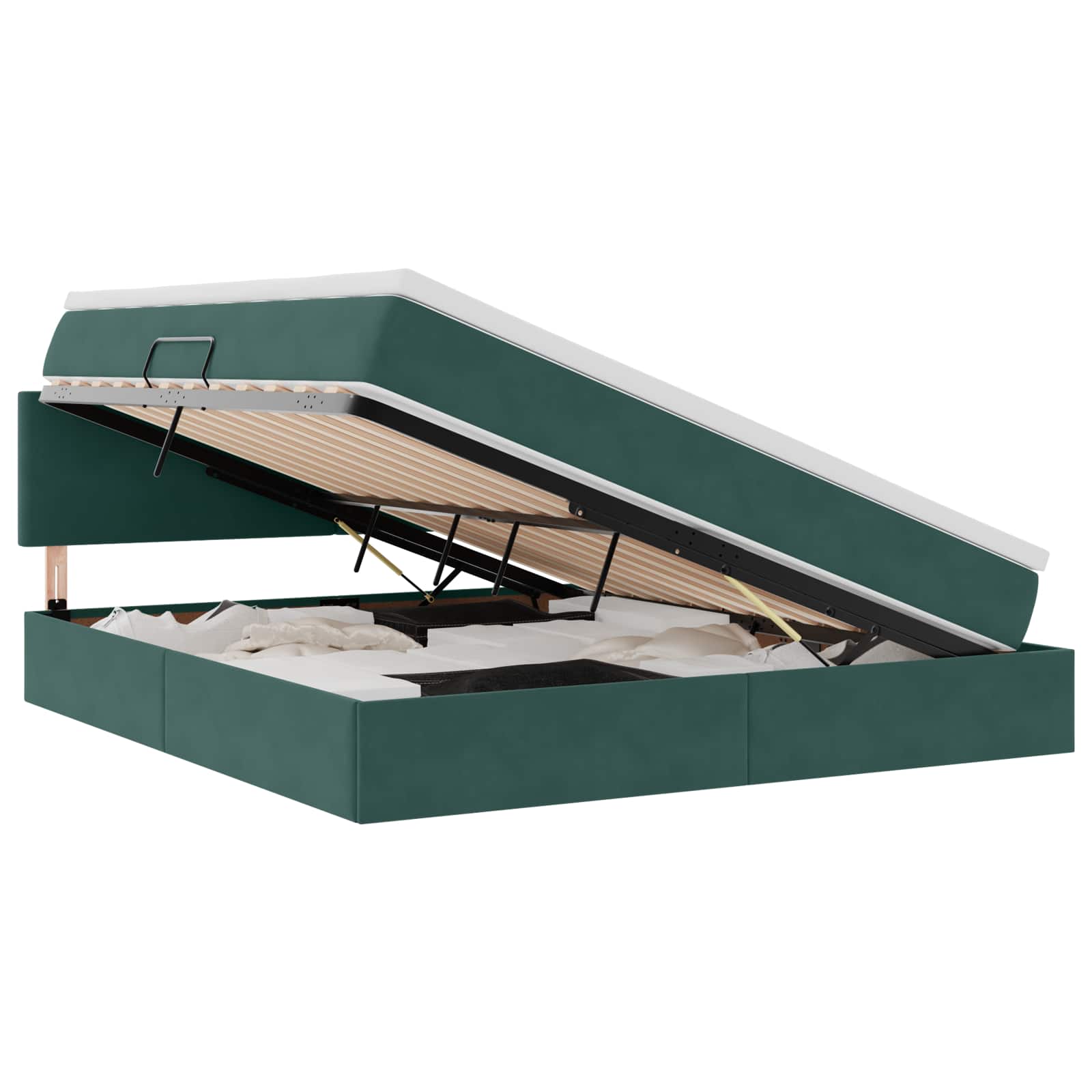 Lit avec rangement, vert foncé, 180 x 200 cm, velours - 2