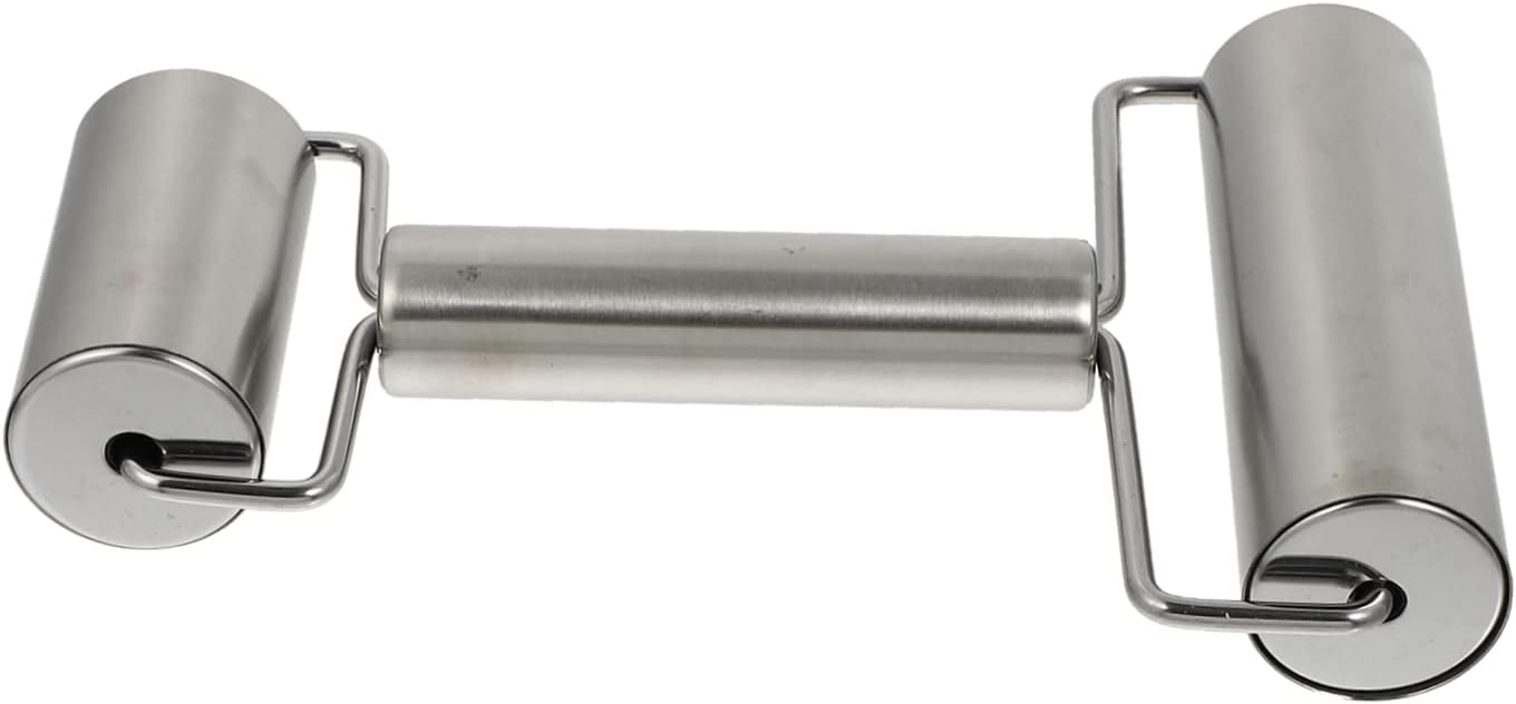 TAVADA Rouleau à Pâtisserie Antiadhésif En Acier Inoxydable Avec 8 Anneaux Silicone, Tapis De Cuisson Et Grattoir - Kit Complet