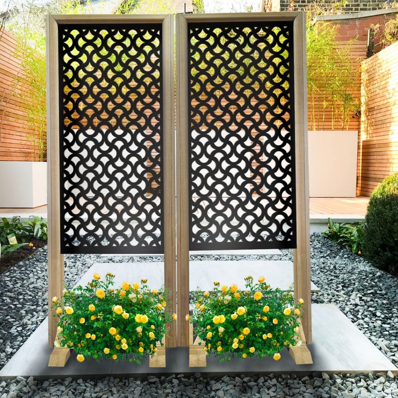 DROPS - Separè - Wolnostojący modułowy parawan - 70x190 cm - Wykonany z drewna i PVC, kolor wnętrza czarny