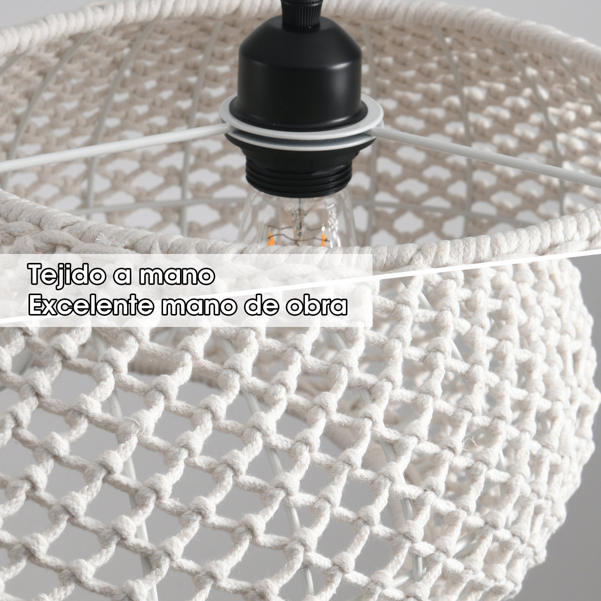 Parrot Uncle Lámpara colgante de algodón natural y hierro, E27, Ø48 cm, 60W, diseño contemporáneo, sin bombilla, para decoración de interiores - 5