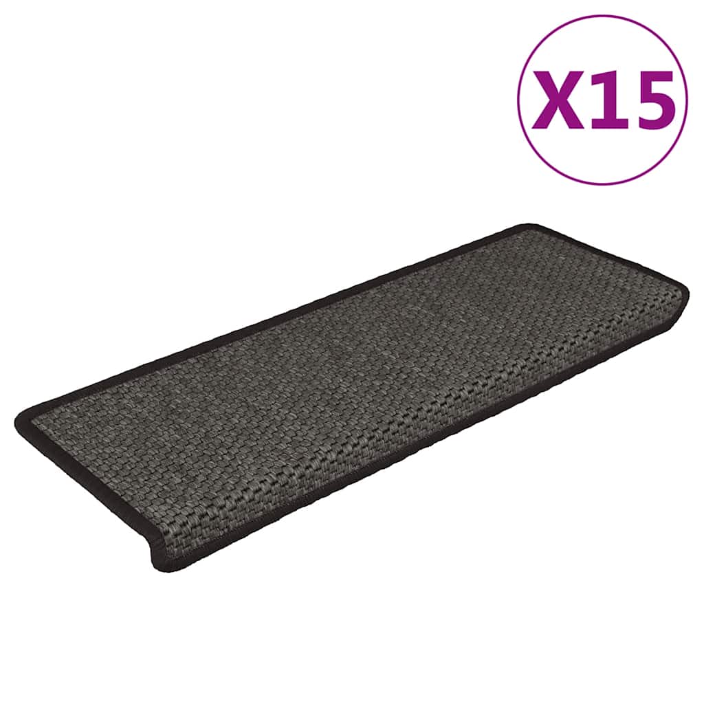 Samoprzylepne nakładki na schody, 15 szt., 65x21x4 cm, antracyt vidaXL