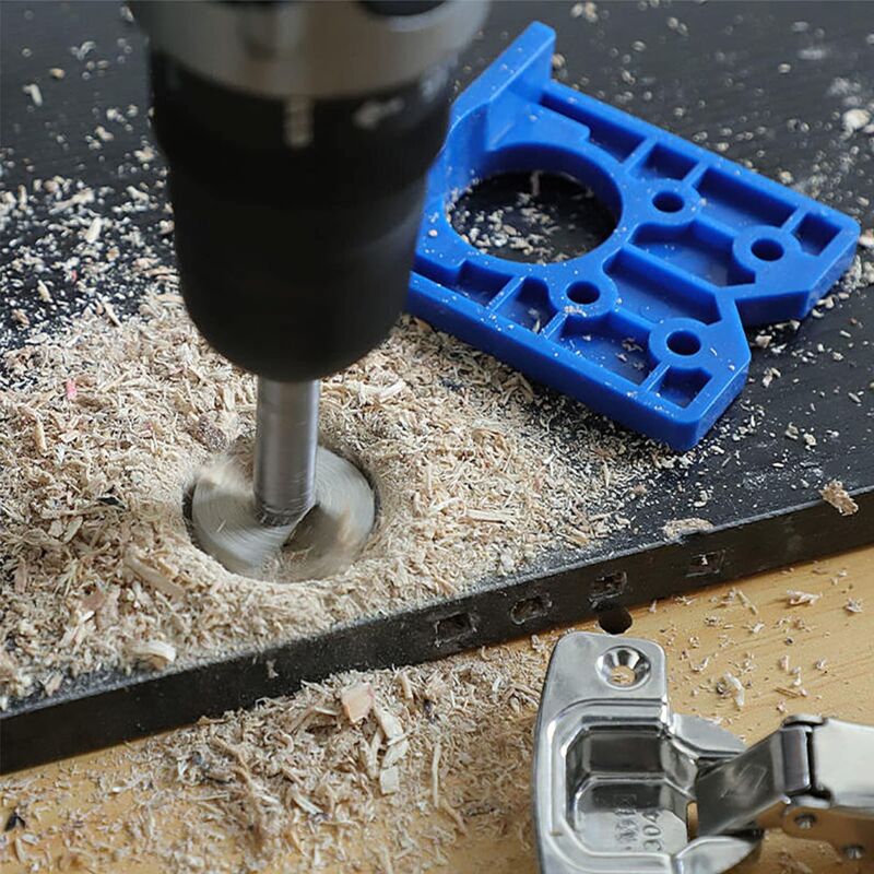 Jeu de forets pour gabarit de charnière, foret de positionnement de trou de 35 mm, foret de positionnement réglable, foret à fraiser - 4