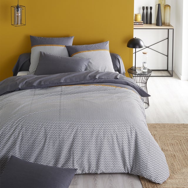 Housse de couette imprimée en viscose de bambou, Made in France, JULES