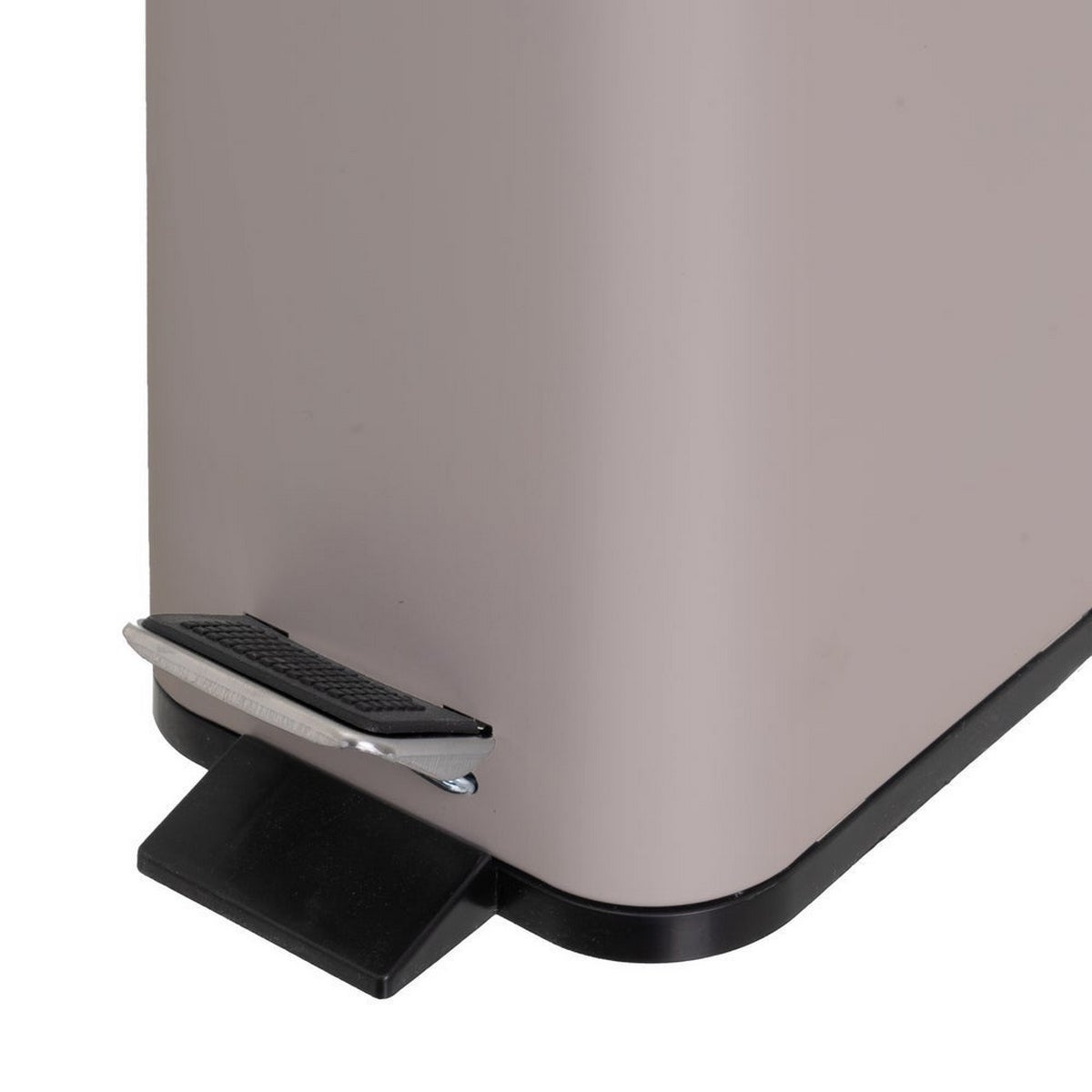 Papelera de pedal rectangular de 5 litros beige mate con tapa de bambú CasaSelección - 8