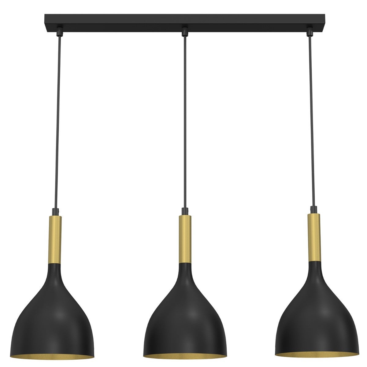 Lampa wisząca Noak czarny matowa-złoty mat 3xE27x15W wym: 110 x 72 x 17 cm metal Luminex