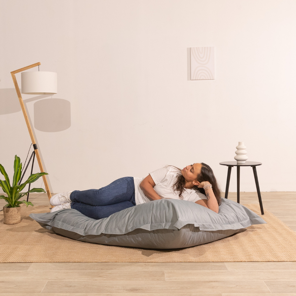 Pouf extérieur imperméable anti-uv déhoussable BANANAIR 140 x 180 cm gris clair - 6