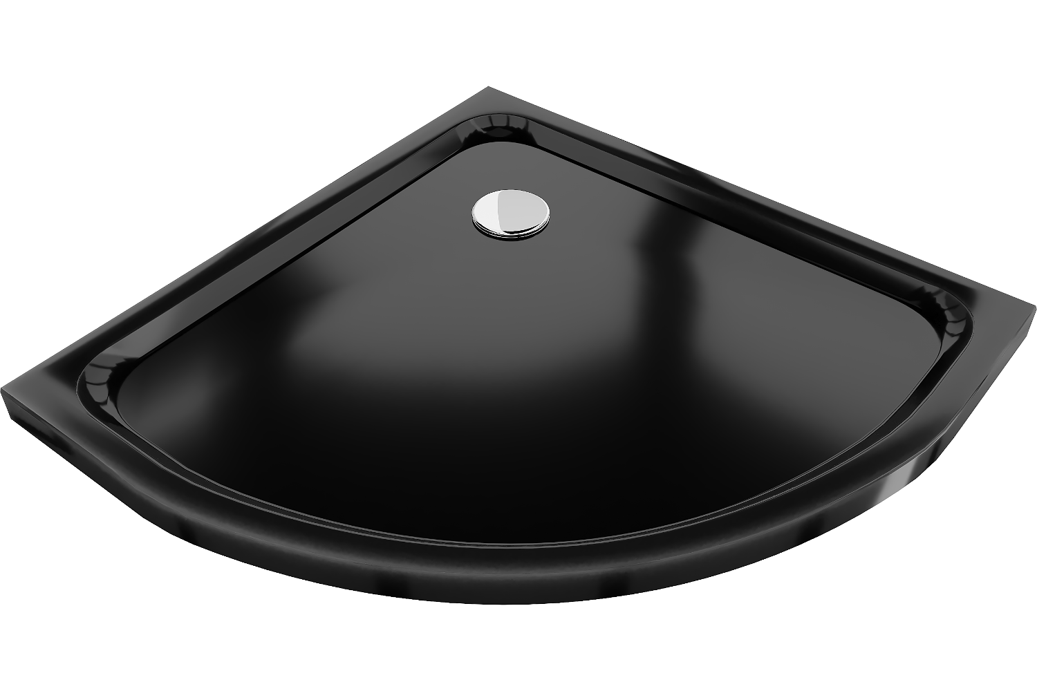 Mexen Flat brodzik półokrągły slim 80 x 80 cm, czarny, syfon chrom - 41708080
