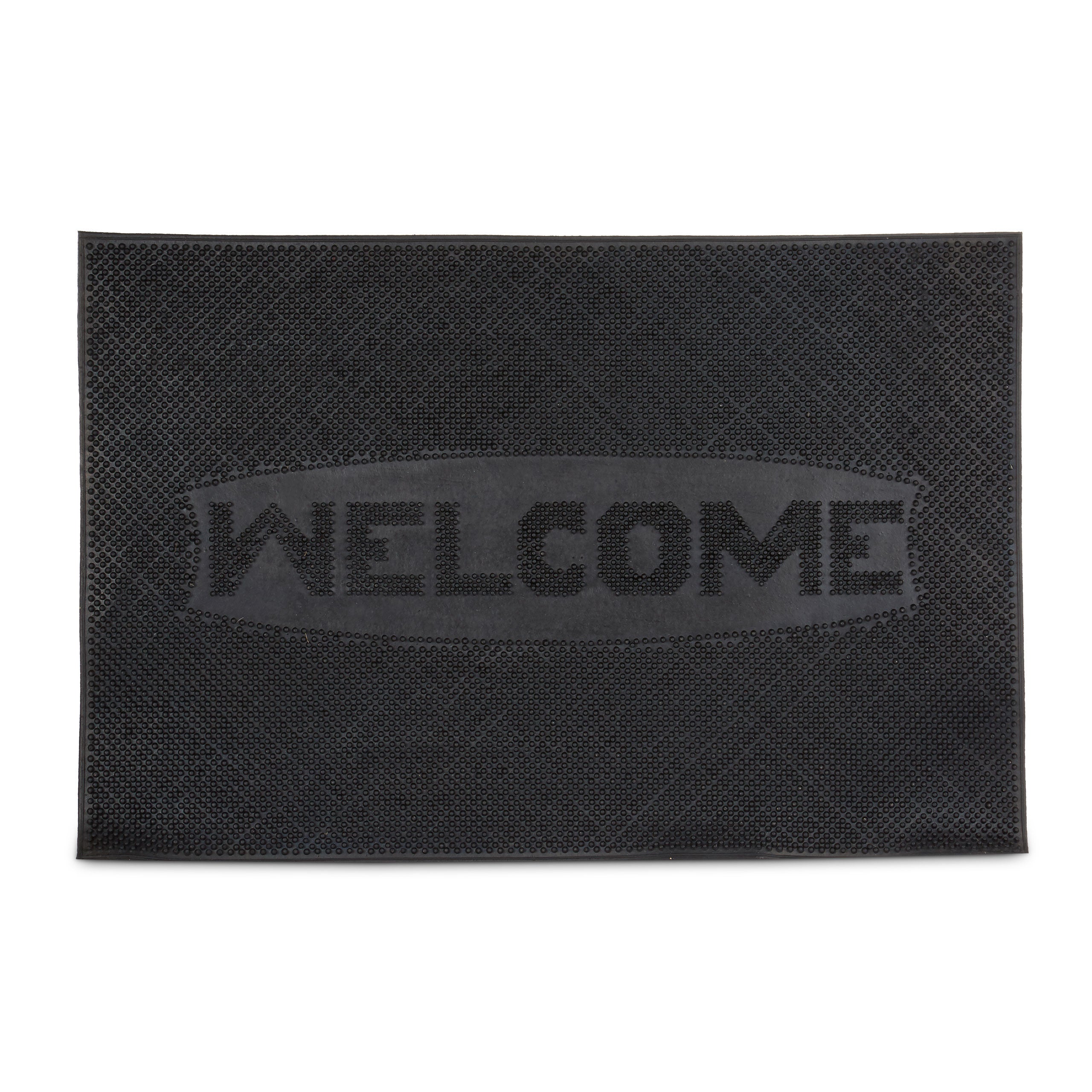 Relaxdays felpudo welcome para la entrada del hogar, 60 x 40 cm, caucho goma pvc, antideslizante, color negro