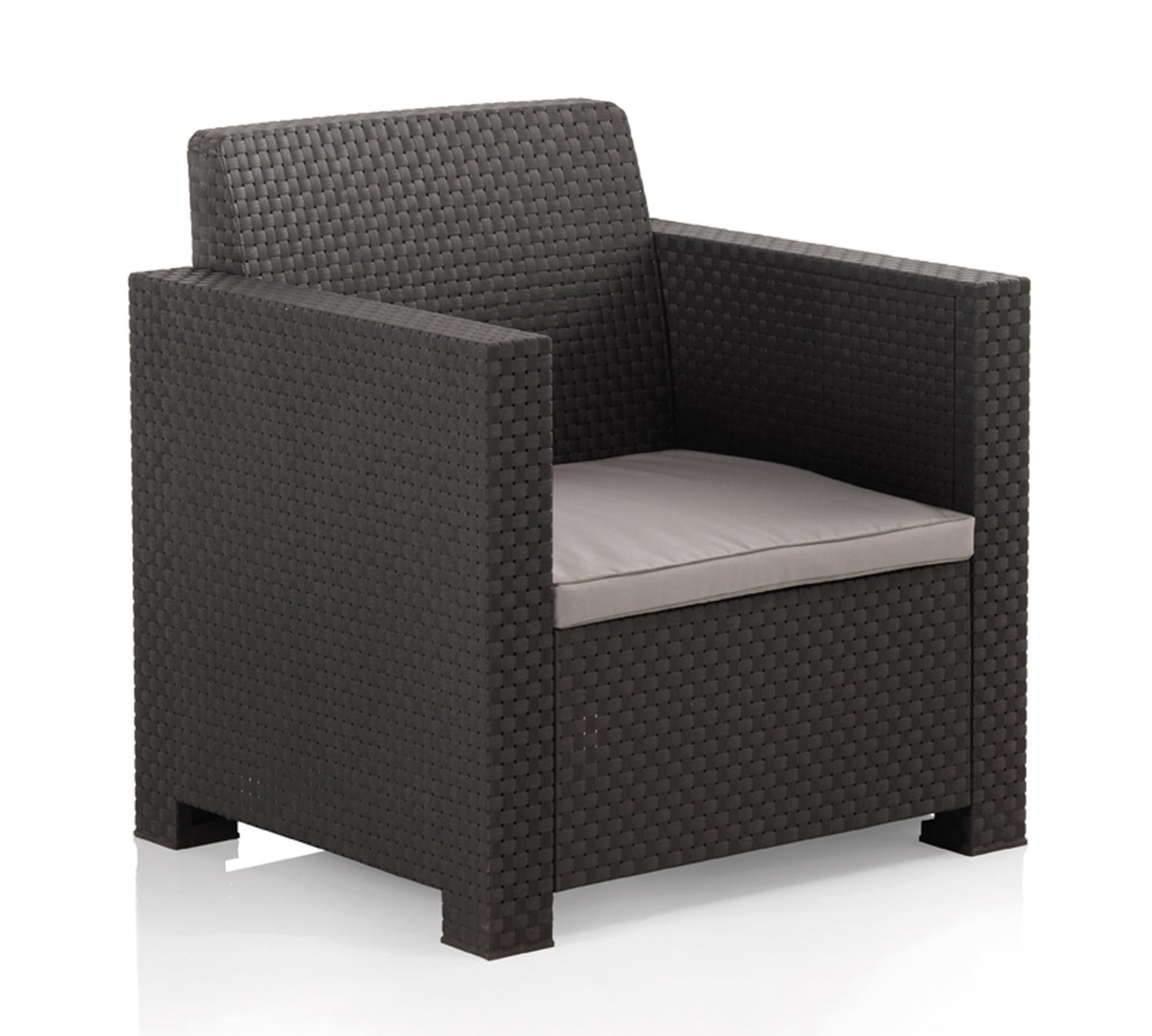 Salon de jardin extérieur 5 places en résine tressée (1 table basse + 1 canapé 3 places + 2 fauteuils) - 3