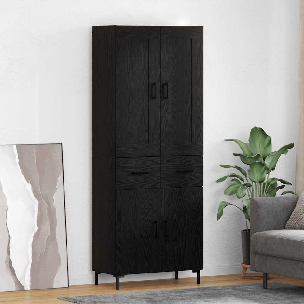 Maison exclusive - aparador alto con cajón 2 pcs roble negro madera de ingeniería
