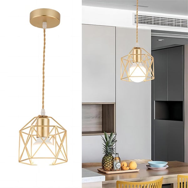 Nowoczesna lampa wisząca sufitowa - Industrialny styl metalowy - Kwadratowa klatka świetlna - E27 Półwnęka - Regulowana długość 150 cm - Bez żarówki