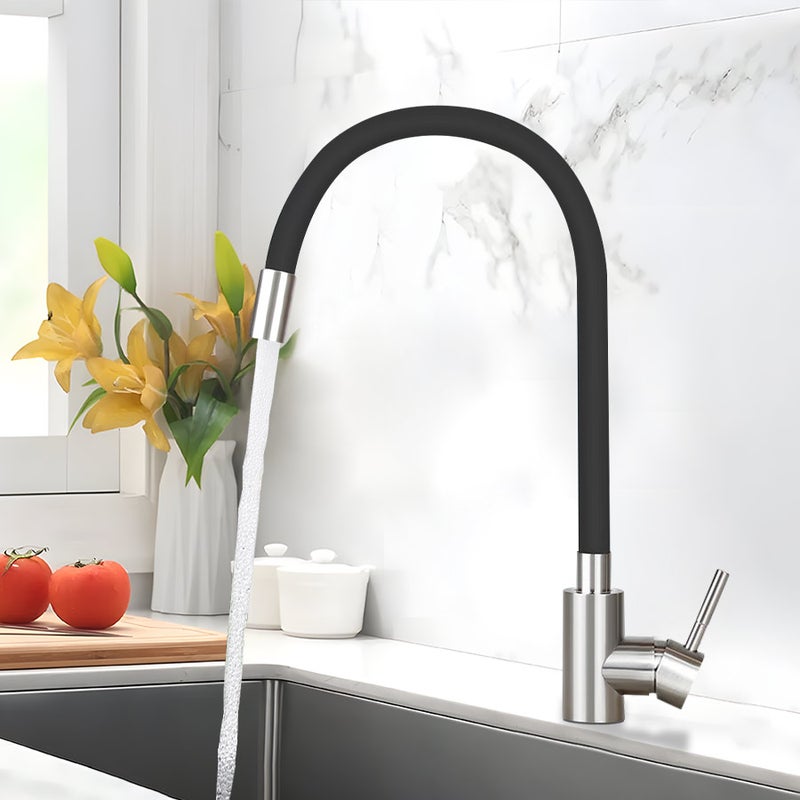 ZMH Bateria mieszająca ze stali nierdzewnej do zlewu kuchennego Bateria kuchenna do wody zimnej i ciepłej