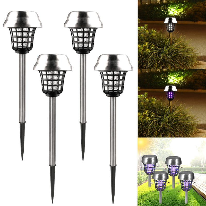 Lot de 4 pièges à insectes d'extérieur, Lampe solaire anti-moustiques ...