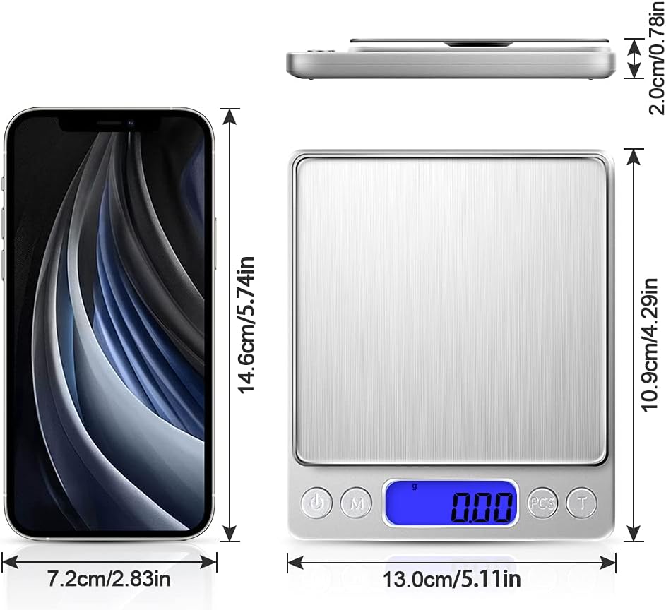 Balance de précision 500g 0.01g, balance de cuisine balance de poche balance à bijoux, balance électronique de haute précision, écran LCD - 3