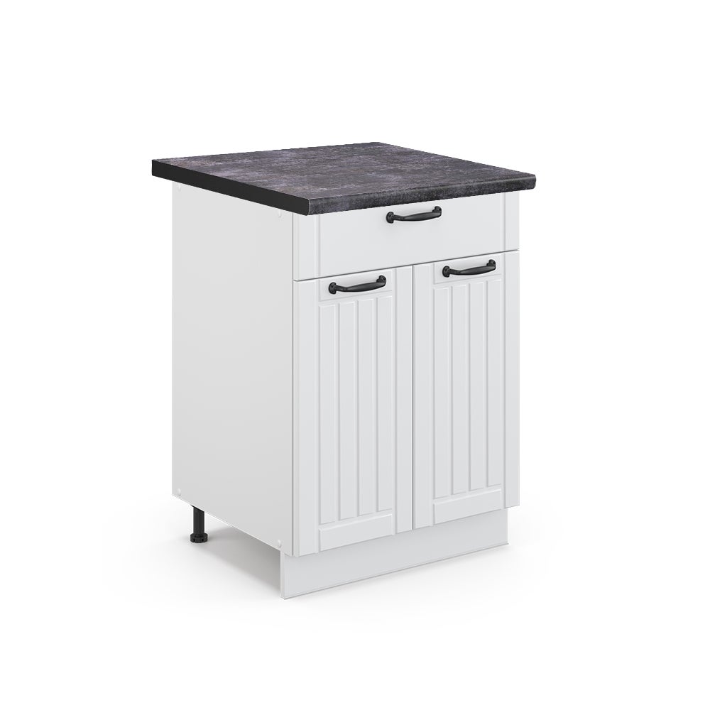 Vicco Szafka dolna do kuchni Fame-Line, Biały domek wiejski, 60 cm z szufladą, BP Antracyt